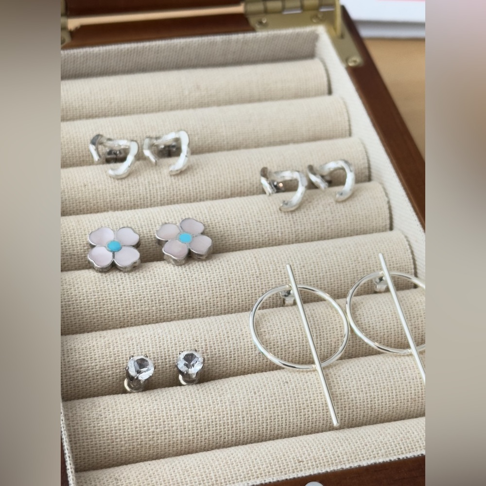 Silver-tone Designer Earrings Earstuds, Bundle Set of 5 pairs